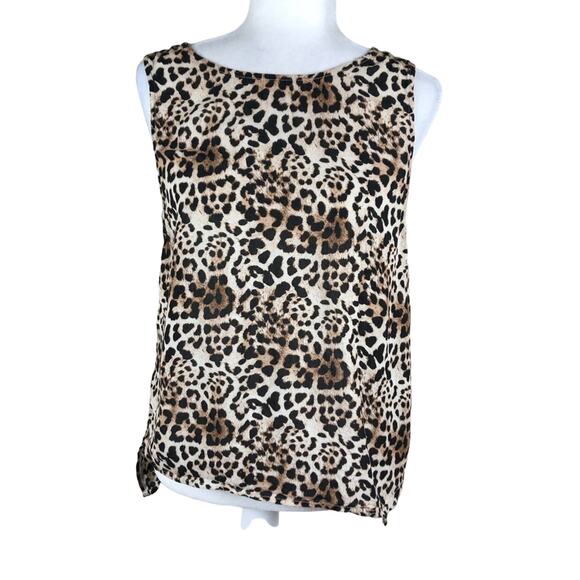 TEN-SIXTY SHERMAN Leopard Print Sleeveless Blouse Size Small Animal Print Summer - Picture 1 of 4